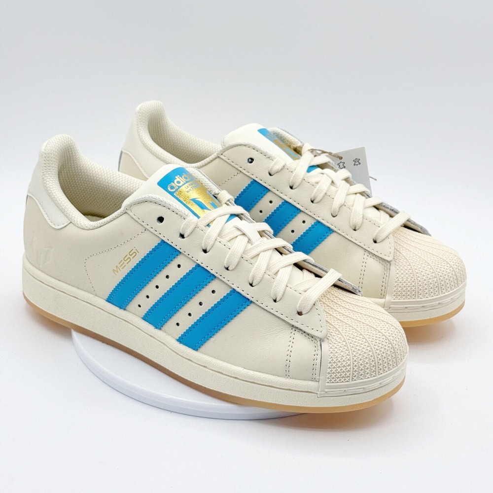 Adidas Superstar Messi Size 6.5 Mens Cream White/Semi-Burst Blue JQ2156, NEW